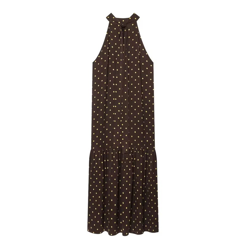 Nouvelle robe à pois à col halter, mode décontractée, élégante et gracieuse