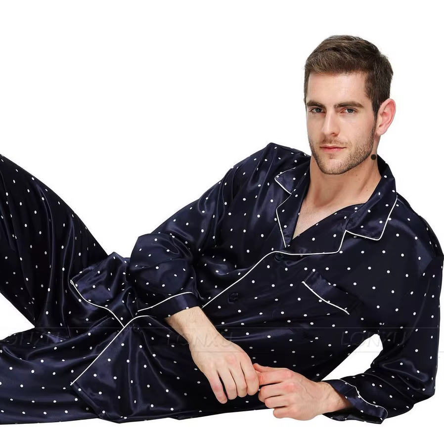 Ensemble de pyjamas en satin de soie pour hommes